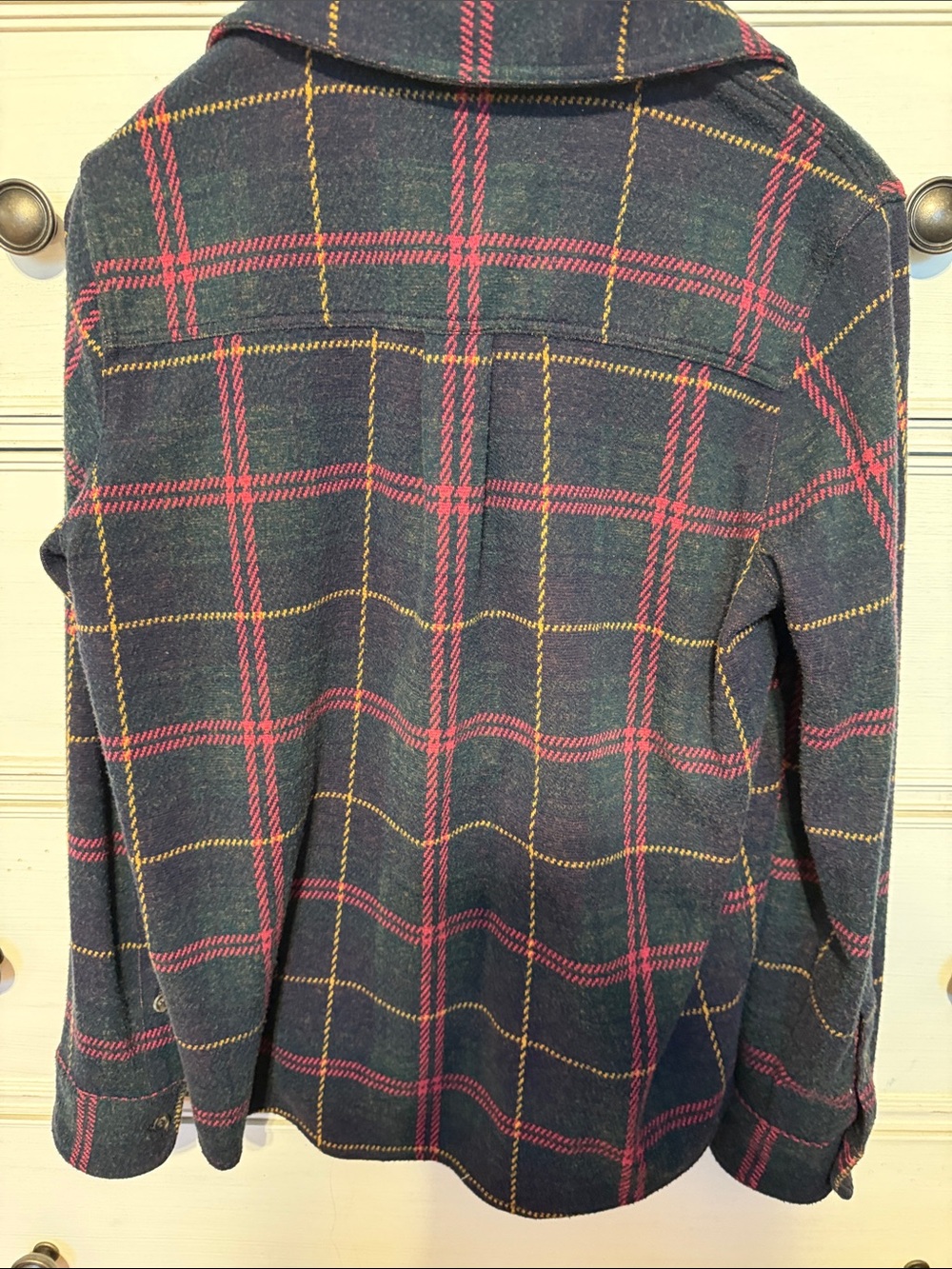 Flaherty flannel Button-Up Shirt Jacket in Navy, Pink & Gold - Picture 2 of 2